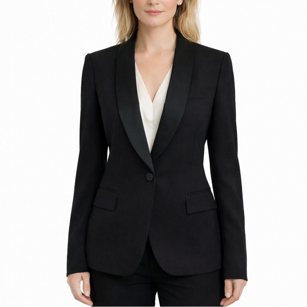 Gucci Tailored Blazer Womens 10 Black Shawl Collar Workwear Designer Classic Fit